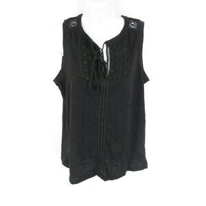 Rafaella Black Sleeveless Lace Up Top Small NWT $59